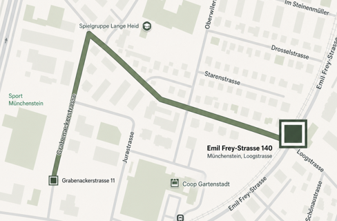 Plan zum neuen Standort unserer Filiale in Münchenstein